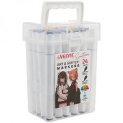 Маркеры для скетчинга 24цв 'Emotion' двусторонние, пулевидный/скошенный наконечник 1-5мм, пластик.упак.