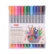 Маркеры для скетчинга 12цв Terra Colora двусторонние линер/кисть на водной основе, Hatber
