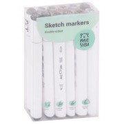 Маркеры для скетчинга 12цв MESHU двусторонние, серые цвета, MESHU