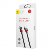 Кабель Baseus Golden Belt Series USB3.0 Cable For Type-C 3A 1M Черный+красный