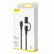 Кабель Baseus twins 2 in 1 cable Type-C to Type-C/Lightning 60W 1m