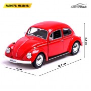 Машина металлическая VOLKSWAGEN BEETLE 1967, 1:32, открываются двери, инерция, цвет красный
