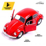 Машина металлическая VOLKSWAGEN BEETLE 1967, 1:32, открываются двери, инерция, цвет красный