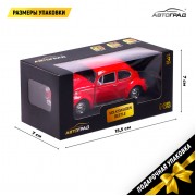 Машина металлическая VOLKSWAGEN BEETLE 1967, 1:32, открываются двери, инерция, цвет красный