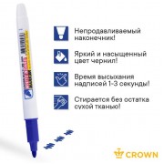 Маркер для белых досок 2.0 мм, Crown Multi Board Slim, пулевидный, синий