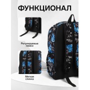Рюкзак школьный на молнии, с карманами, чёрный/розовый