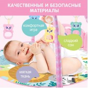 Музыкальный развивающий коврик с пианино, русская озвучка, свет, цвет розовый