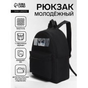 Рюкзак школьный на молнии, с карманами, с принтом, чёрный (черный)