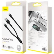 Кабель BASEUS Cafule 2-in-1, USB/Type-C to Lightning, PD 18W, 1.2м, Черный+Серый, CATKLF-ELG1