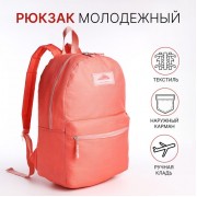 Рюкзак школьный на молнии, с карманом, розовый