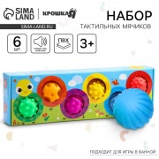 Подарочный набор массажных развивающих мячиков Крошка Я «Гусеница», 6 шт, от 3 лет