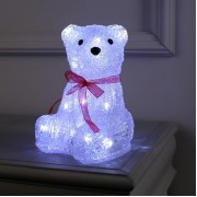Светодиодная фигура «Медведь с бантом» 15 × 20 × 15 см, акрил, 20 LED, батарейки ААх3 (не в комплекте), свечение белое
