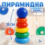 Пирамидка детская, 5 колец с шаром