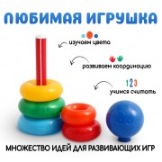 Пирамидка детская, 5 колец с шаром
