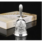 Колокольчик металлический с гравюрой, 11.3 х 5.4 см, серебро