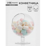 Конфетница Magistro «Орбита», 500 мл, 12.5×16.5 см, на ножке, стекло, прозрачная