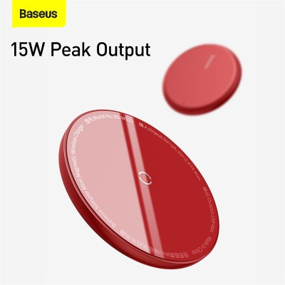 Беспроводное зарядное устройство BASEUS Simple Mini Magnetic BS-W522 + Кабель Type-C, 2A, 15W, красный Беспроводное зарядное устройство BASEUS Simple Mini Magnetic BS-W522 + Кабель Type-C, 2A, 15W, красный