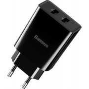 Зарядное устройство BASEUS Speed Mini Dual U Travel 2*USB + Кабель USB-Lightning, 2.1A, 10.5W, черный