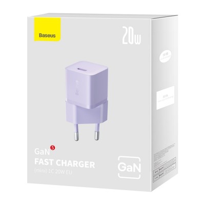 Зарядное устройство BASEUS GaN5 Fast Charger(mini) USB-C, 3A, 20W, фиолетовый Зарядное устройство BASEUS GaN5 Fast Charger(mini) USB-C, 3A, 20W, фиолетовый