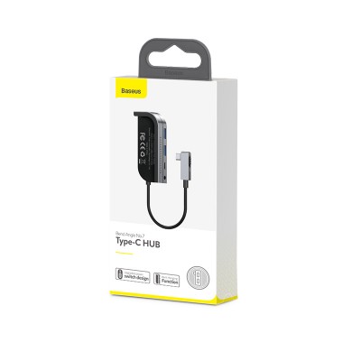 Переходник/Адаптер BASEUS Bend Angle, Разветвитель, Type-C - 2XUSB3.0 + HDMI + TF + PD + 3.5mm, серебристый Переходник/Адаптер BASEUS Bend Angle, Разветвитель, Type-C - 2XUSB3.0 + HDMI + TF + PD + 3.5mm, серебристый