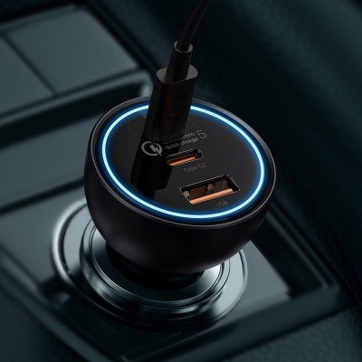 Автомобильное зарядное устройство BASEUS Qualcomm Quick Charge 5 Multi-port, USB+2*USB-C + Кабель Type-C-Type-C, 5A, 160 Автомобильное зарядное устройство BASEUS Qualcomm Quick Charge 5 Multi-port, USB+2*USB-C + Кабель Type-C-Type-C, 5A, 160