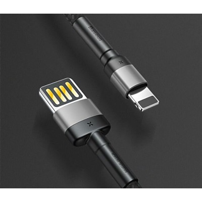 Кабель USB BASEUS Cafule, USB - Lightning, 2.4А, 1 м, серый+черный, special edition Кабель USB BASEUS Cafule, USB - Lightning, 2.4А, 1 м, серый+черный, special edition