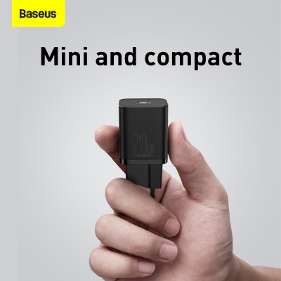 Зарядное устройство BASEUS Super Si USB-C, 3A, 20W, черный Зарядное устройство BASEUS Super Si USB-C, 3A, 20W, черный