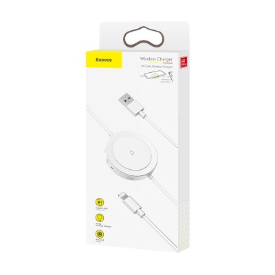 Кабель USB BASEUS iP Cable, USB - Lightning + Wireless Charger, 3A, 1.2 м, белый, беспроводная зарядка Кабель USB BASEUS iP Cable, USB - Lightning + Wireless Charger, 3A, 1.2 м, белый, беспроводная зарядка