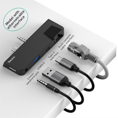 Переходник/Адаптер BASEUS Multifunctional HUB for Surface Pro, Разветвитель, Type-C+Jack 3.5 - RJ45+USB3.0+Type-C+Audio, Переходник/Адаптер BASEUS Multifunctional HUB for Surface Pro, Разветвитель, Type-C+Jack 3.5 - RJ45+USB3.0+Type-C+Audio,