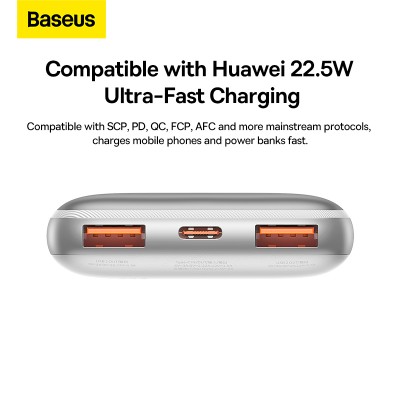 Портативный аккумулятор BASEUS Bipow Pro 20W Overseas Edition, 3A, 10000 мА⋅ч, белый Портативный аккумулятор BASEUS Bipow Pro 20W Overseas Edition, 3A, 10000 мА⋅ч, белый