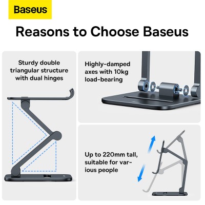 Настольная подставка BASEUS Biaxial Foldable Metal Stand (for Tablets), серый Настольная подставка BASEUS Biaxial Foldable Metal Stand (for Tablets), серый