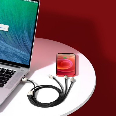 Кабель USB BASEUS Year of the Tiger One-for-three, USB - MicroUSB+Type-C+Lightning, 3.5A, 1.2 м, черный Кабель USB BASEUS Year of the Tiger One-for-three, USB - MicroUSB+Type-C+Lightning, 3.5A, 1.2 м, черный