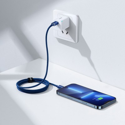 Кабель USB-C BASEUS Crystal Shine Series Fast Charging, Type-C - Lightning, 20W, 1,2м, синий Кабель USB-C BASEUS Crystal Shine Series Fast Charging, Type-C - Lightning, 20W, 1,2м, синий