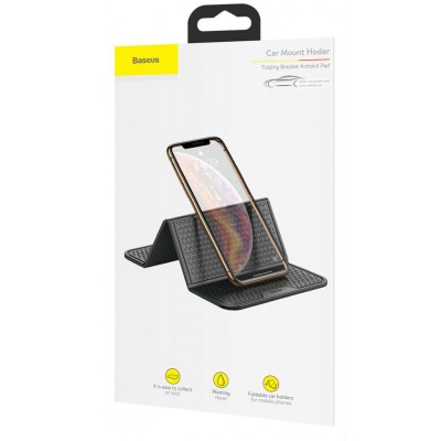 Автомобильный держатель BASEUS Antiskid Pad, черный, липкий коврик, складной Автомобильный держатель BASEUS Antiskid Pad, черный, липкий коврик, складной