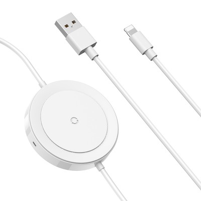 Кабель USB BASEUS iP Cable, USB - Lightning + Wireless Charger, 3A, 1.2 м, белый, беспроводная зарядка Кабель USB BASEUS iP Cable, USB - Lightning + Wireless Charger, 3A, 1.2 м, белый, беспроводная зарядка