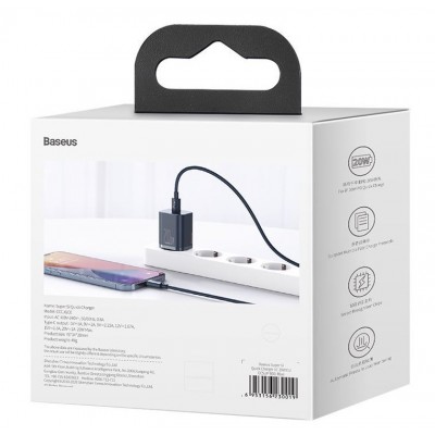 Зарядное устройство BASEUS Super Si USB-C, 3A, 20W, синий Зарядное устройство BASEUS Super Si USB-C, 3A, 20W, синий
