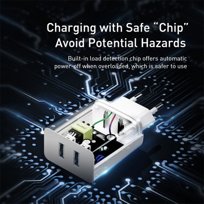 Зарядное устройство BASEUS Speed Mini Dual U Travel 2*USB + Кабель USB-Lightning, 2.1A, 10.5W, черный Зарядное устройство BASEUS Speed Mini Dual U Travel 2*USB + Кабель USB-Lightning, 2.1A, 10.5W, черный