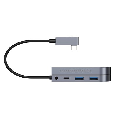 Переходник/Адаптер BASEUS Bend Angle, Разветвитель, Type-C - 2XUSB3.0 + HDMI + TF + PD + 3.5mm, серебристый Переходник/Адаптер BASEUS Bend Angle, Разветвитель, Type-C - 2XUSB3.0 + HDMI + TF + PD + 3.5mm, серебристый