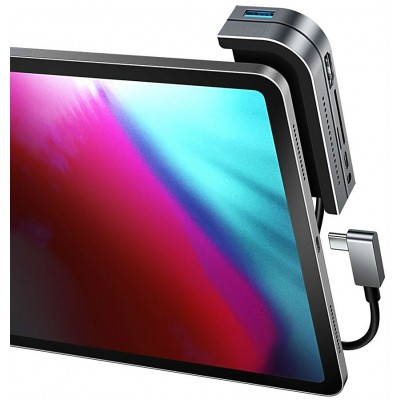 Переходник/Адаптер BASEUS Bend Angle, Разветвитель, USB3.0+SD+Micro SD+HDMI+Audio 3.5+Type-C PD, серебристый+черный Переходник/Адаптер BASEUS Bend Angle, Разветвитель, USB3.0+SD+Micro SD+HDMI+Audio 3.5+Type-C PD, серебристый+черный