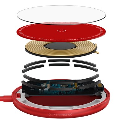 Беспроводное зарядное устройство BASEUS Simple Mini Magnetic BS-W522 + Кабель Type-C, 2A, 15W, красный Беспроводное зарядное устройство BASEUS Simple Mini Magnetic BS-W522 + Кабель Type-C, 2A, 15W, красный