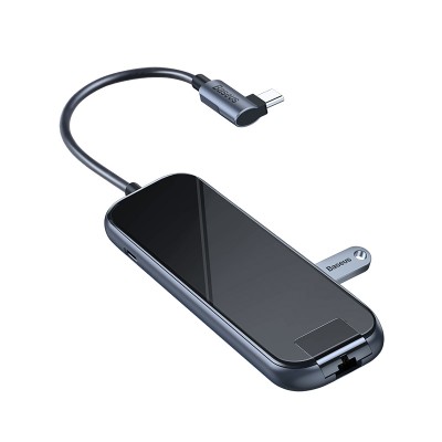 Переходник/Адаптер BASEUS UCN3275, Разветвитель, Type-C - 3xUSB3.0 + HDMI + RJ45 + PD, 3A, темно-серый, 4K Переходник/Адаптер BASEUS UCN3275, Разветвитель, Type-C - 3xUSB3.0 + HDMI + RJ45 + PD, 3A, темно-серый, 4K