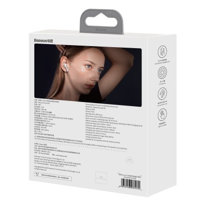 Беспроводные наушники BASEUS Encok W3, Bluetooth, 37 мАч, белый Беспроводные наушники BASEUS Encok W3, Bluetooth, 37 мАч, белый