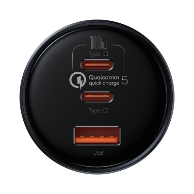 Автомобильное зарядное устройство BASEUS Qualcomm Quick Charge 5 Multi-port, USB+2*USB-C + Кабель Type-C-Type-C, 5A, 160 Автомобильное зарядное устройство BASEUS Qualcomm Quick Charge 5 Multi-port, USB+2*USB-C + Кабель Type-C-Type-C, 5A, 160