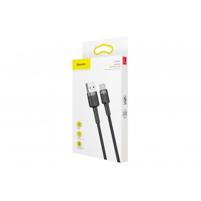 Кабель USB BASEUS Cafule, USB - Type-C, 3A, 1 м, серый+черный Кабель USB BASEUS Cafule, USB - Type-C, 3A, 1 м, серый+черный