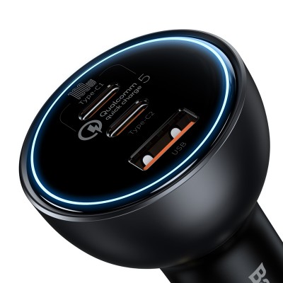 Автомобильное зарядное устройство BASEUS Qualcomm Quick Charge 5 Multi-port, USB+2*USB-C + Кабель Type-C-Type-C, 5A, 160 Автомобильное зарядное устройство BASEUS Qualcomm Quick Charge 5 Multi-port, USB+2*USB-C + Кабель Type-C-Type-C, 5A, 160