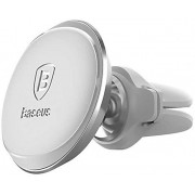Автомобильный держатель BASEUS Magnetic Air Vent, магнитный, серебряный, на воздуховод, компактный, кожаный