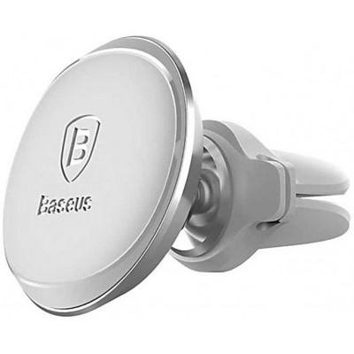 Автомобильный держатель BASEUS Magnetic Air Vent, магнитный, серебряный, на воздуховод, компактный, кожаный Автомобильный держатель BASEUS Magnetic Air Vent, магнитный, серебряный, на воздуховод, компактный, кожаный