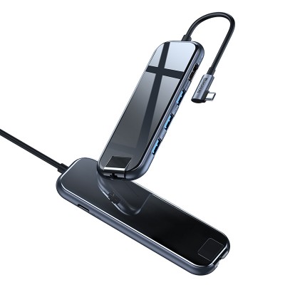 Переходник/Адаптер BASEUS UCN3275, Разветвитель, Type-C - 3xUSB3.0 + HDMI + RJ45 + PD, 3A, темно-серый, 4K Переходник/Адаптер BASEUS UCN3275, Разветвитель, Type-C - 3xUSB3.0 + HDMI + RJ45 + PD, 3A, темно-серый, 4K