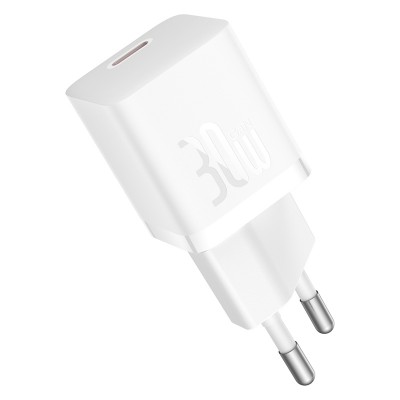 Зарядное устройство BASEUS GaN5 Fast Charger(mini) USB-C, 3A, 30W, белый Зарядное устройство BASEUS GaN5 Fast Charger(mini) USB-C, 3A, 30W, белый