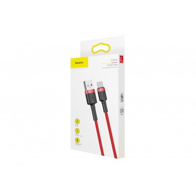 Кабель USB BASEUS Cafule, USB - Type-C, 3A, 1 м, красный+красный Кабель USB BASEUS Cafule, USB - Type-C, 3A, 1 м, красный+красный